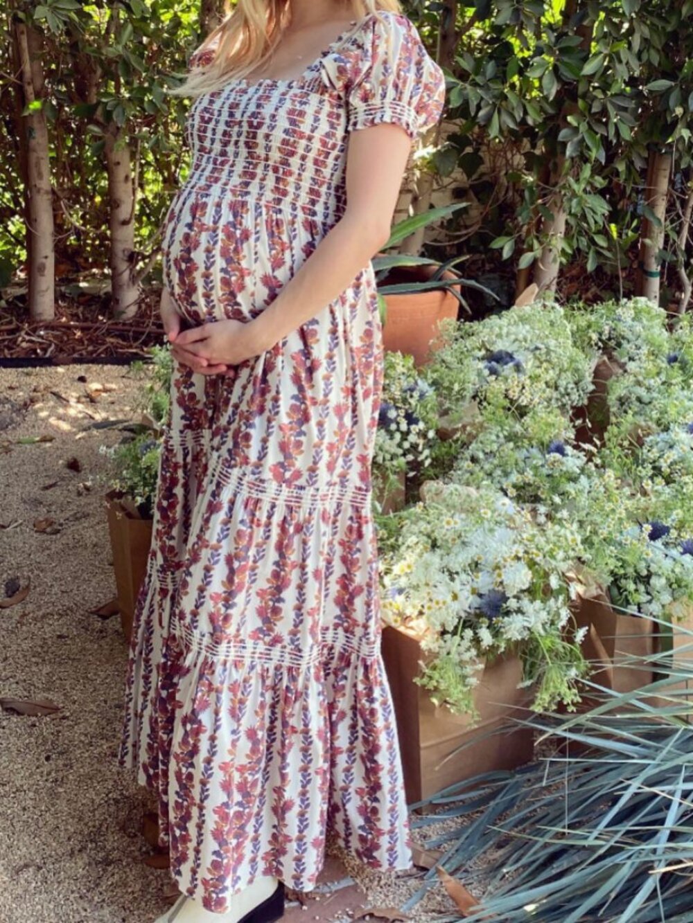 Tory Burch | Smocked Midi Dress in Orange Wonderland Vine